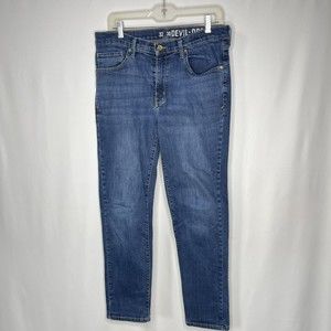 Devil Dog Dungarees Straight Fit Denim Blue Jeans 32x30 Stretch Waist Athletic